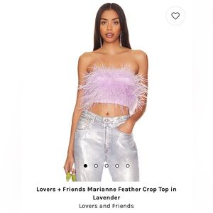 LOVERS + FRIENDS MARIANNE FEATHER CROP TOP IN LAVENDER, S